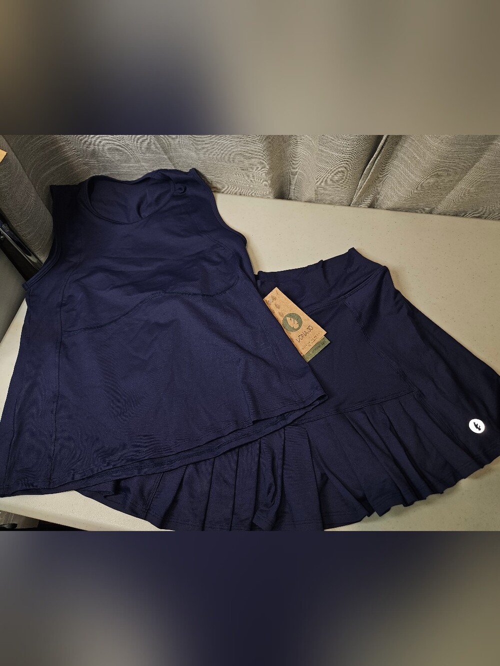 DONA JO Tennis Golf Pickleball Skirt (Washed) & Tank (NWT) Large (2) Navy Blue